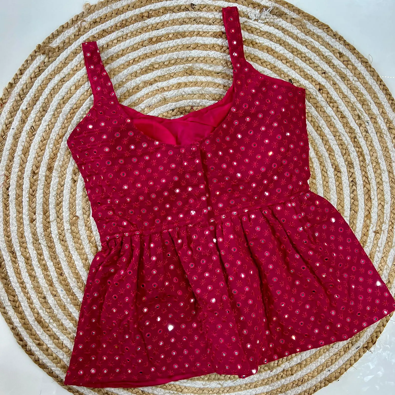MIRROR WORK CROP TOP BLOUSE