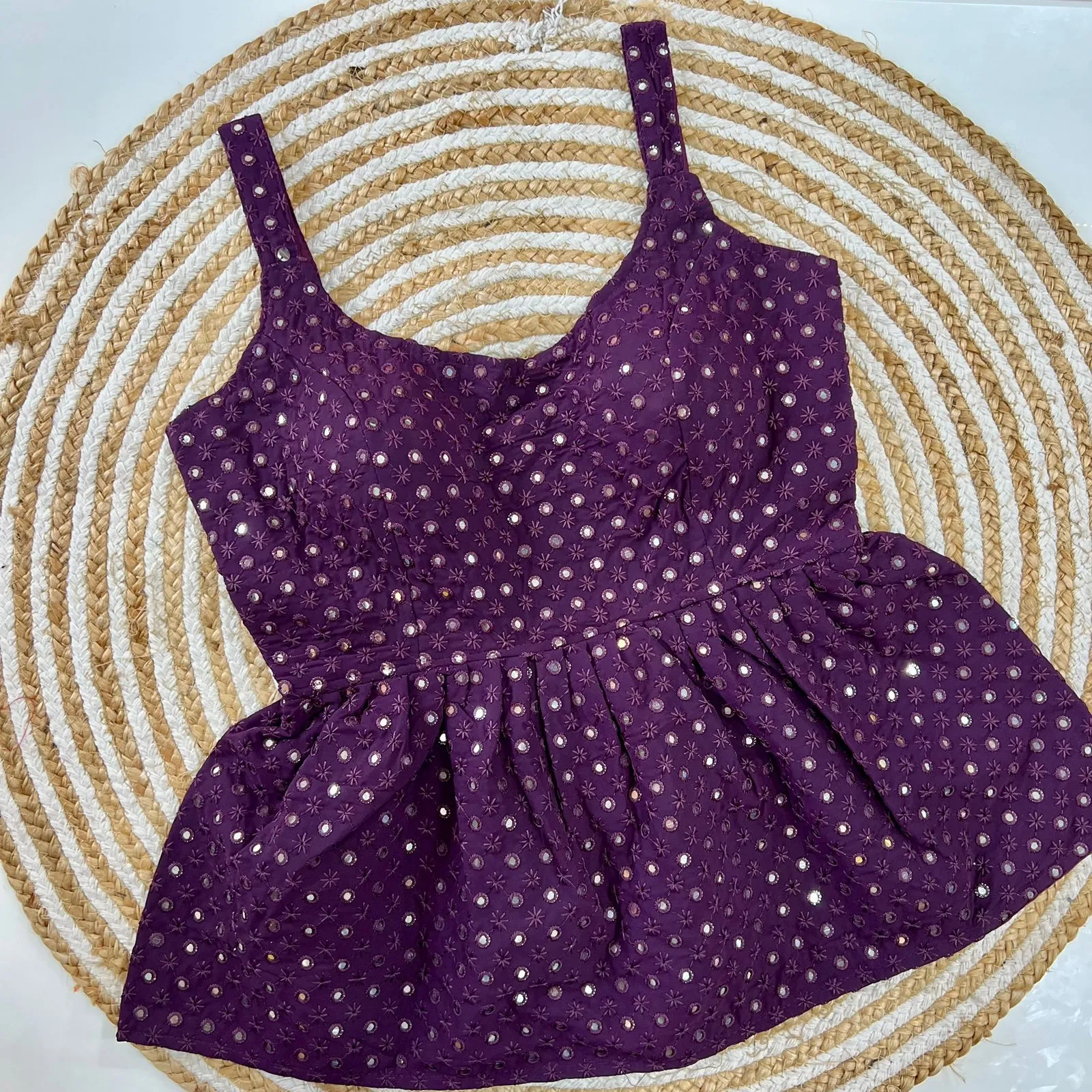 MIRROR WORK CROP TOP BLOUSE