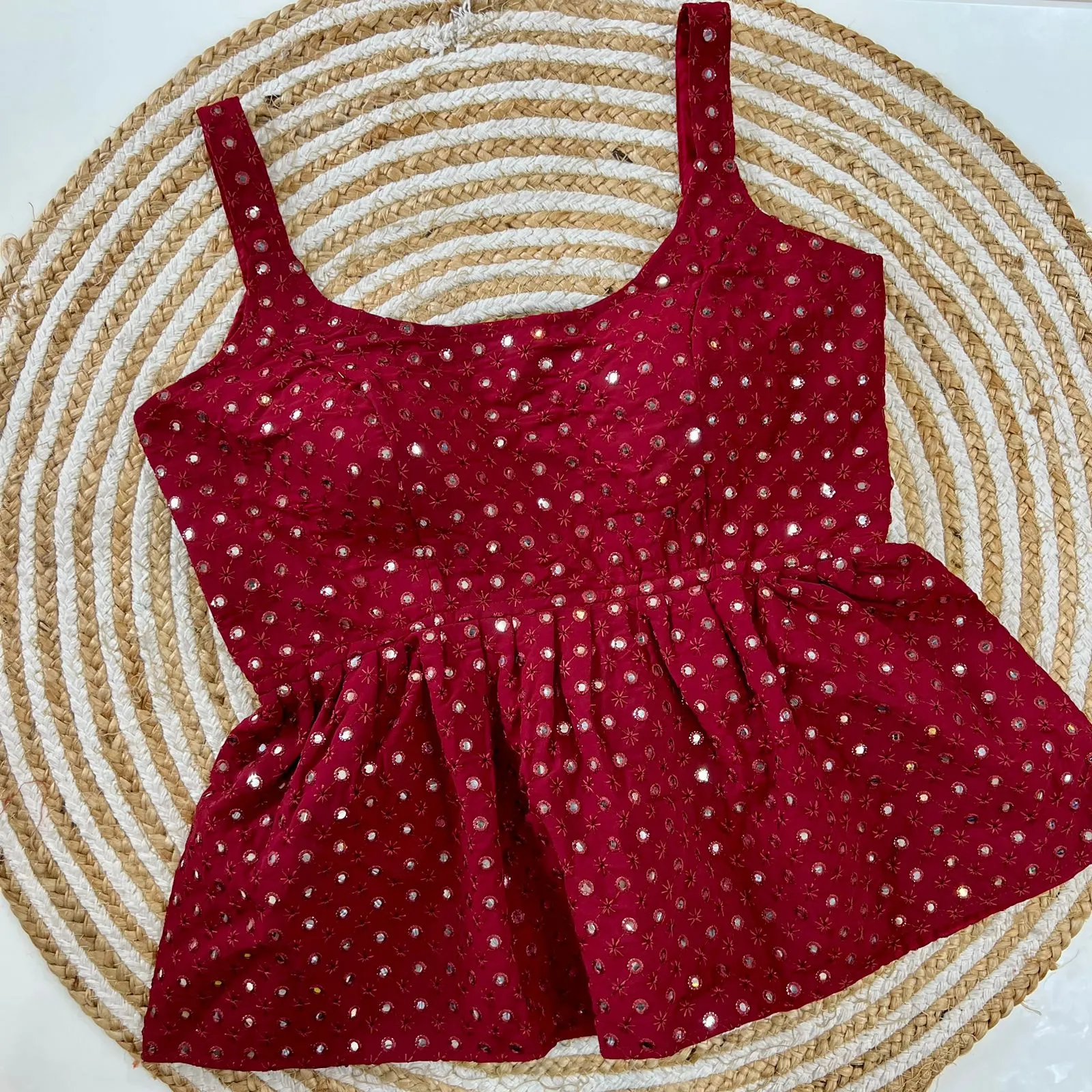 MIRROR WORK CROP TOP BLOUSE