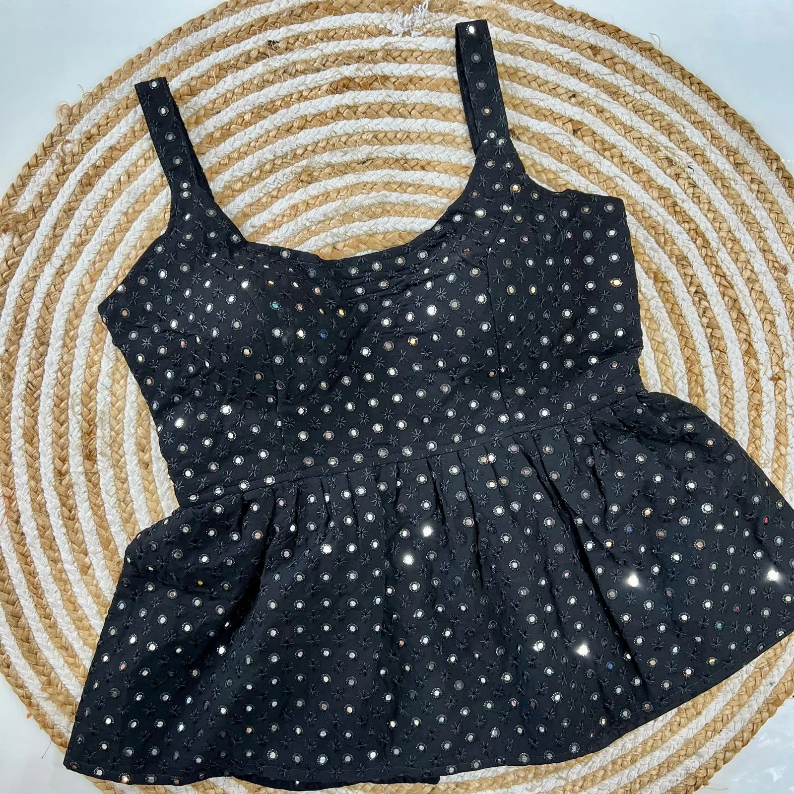 MIRROR WORK CROP TOP BLOUSE