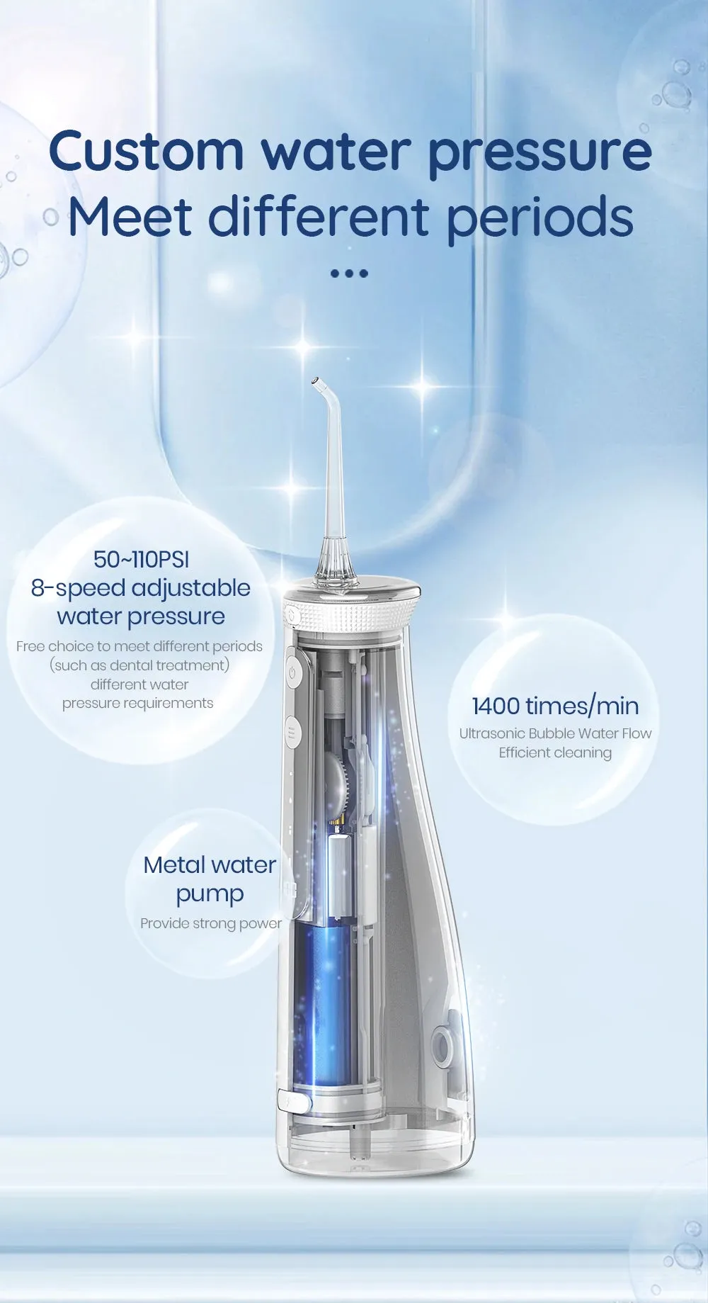 Mornwell F32 Oral Irrigator Dental Teeth Whitening Home Appliance Sonic Water Flosser 260ML Tank Teeth Cleaner Dental Water Jet