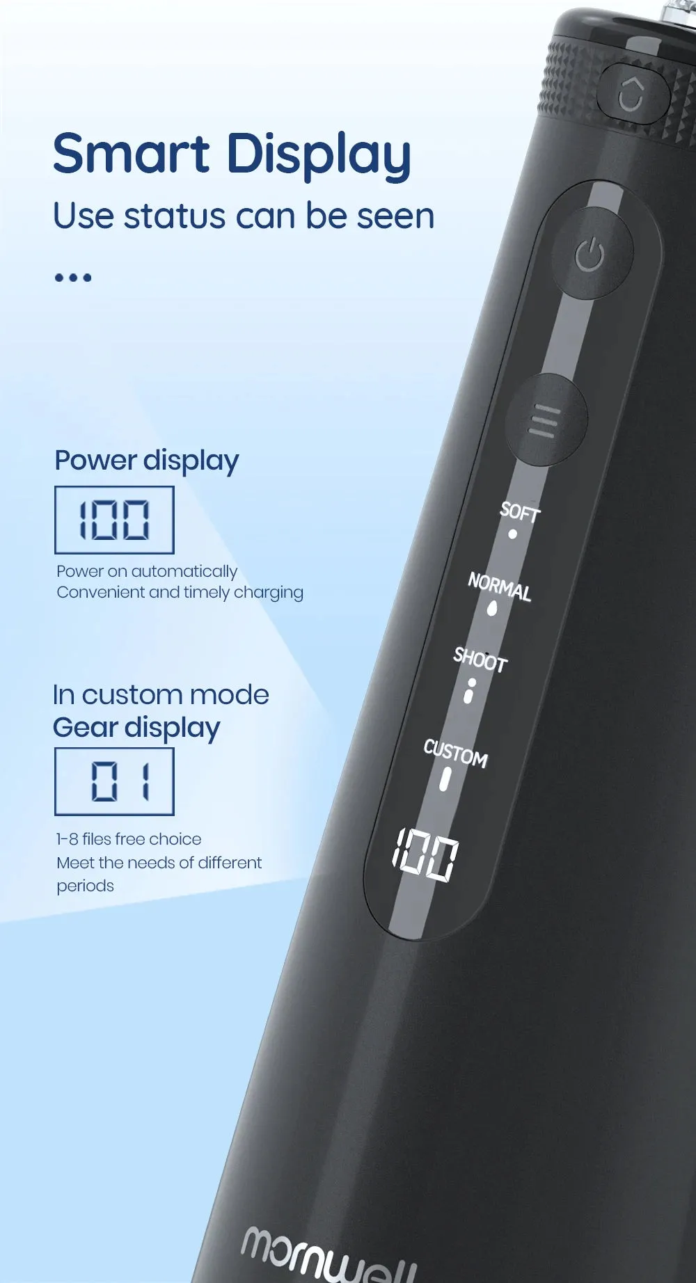Mornwell F32 Oral Irrigator Dental Teeth Whitening Home Appliance Sonic Water Flosser 260ML Tank Teeth Cleaner Dental Water Jet