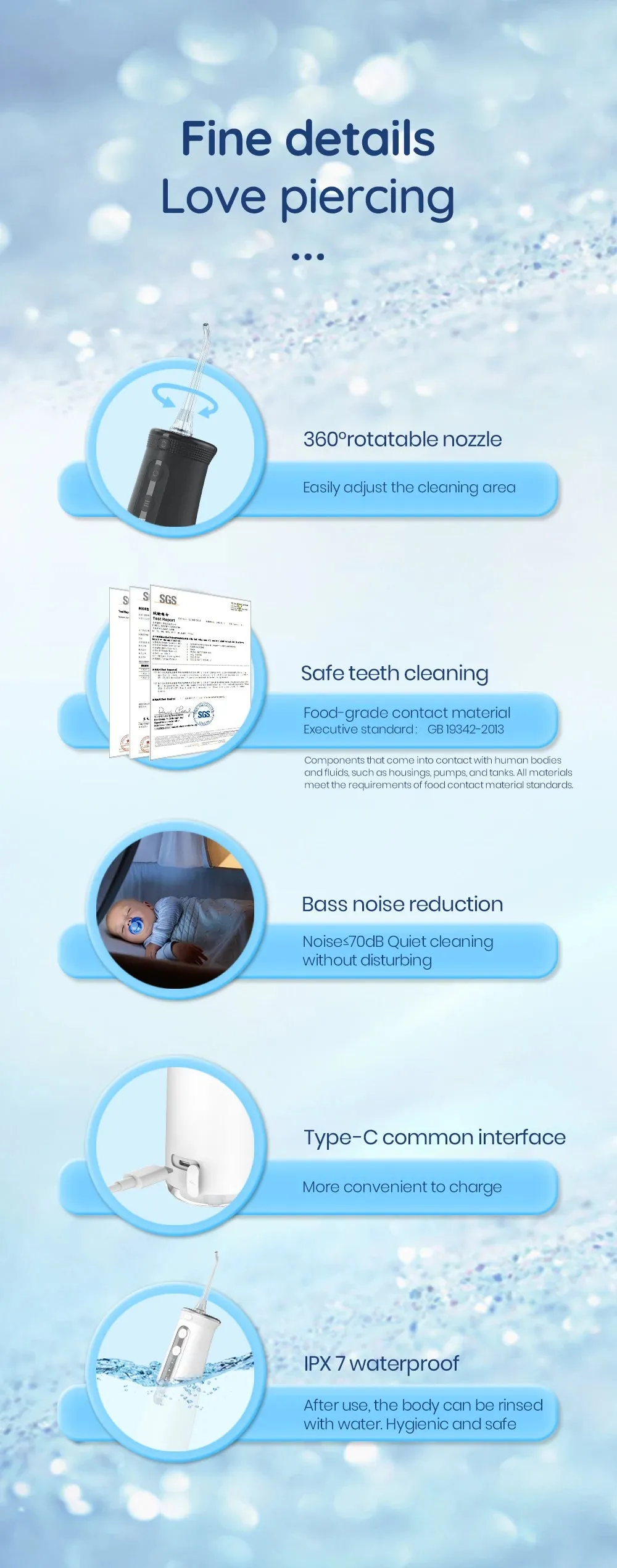 Mornwell F32 Oral Irrigator Dental Teeth Whitening Home Appliance Sonic Water Flosser 260ML Tank Teeth Cleaner Dental Water Jet