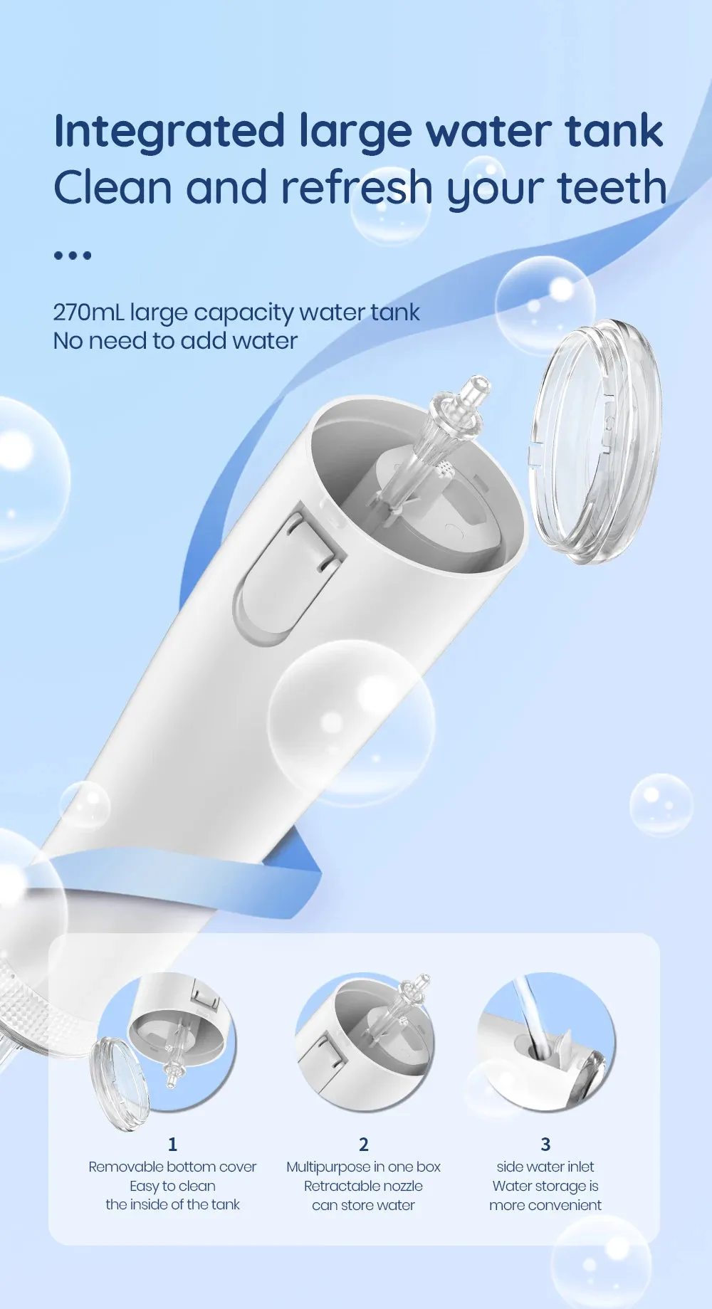Mornwell F32 Oral Irrigator Dental Teeth Whitening Home Appliance Sonic Water Flosser 260ML Tank Teeth Cleaner Dental Water Jet