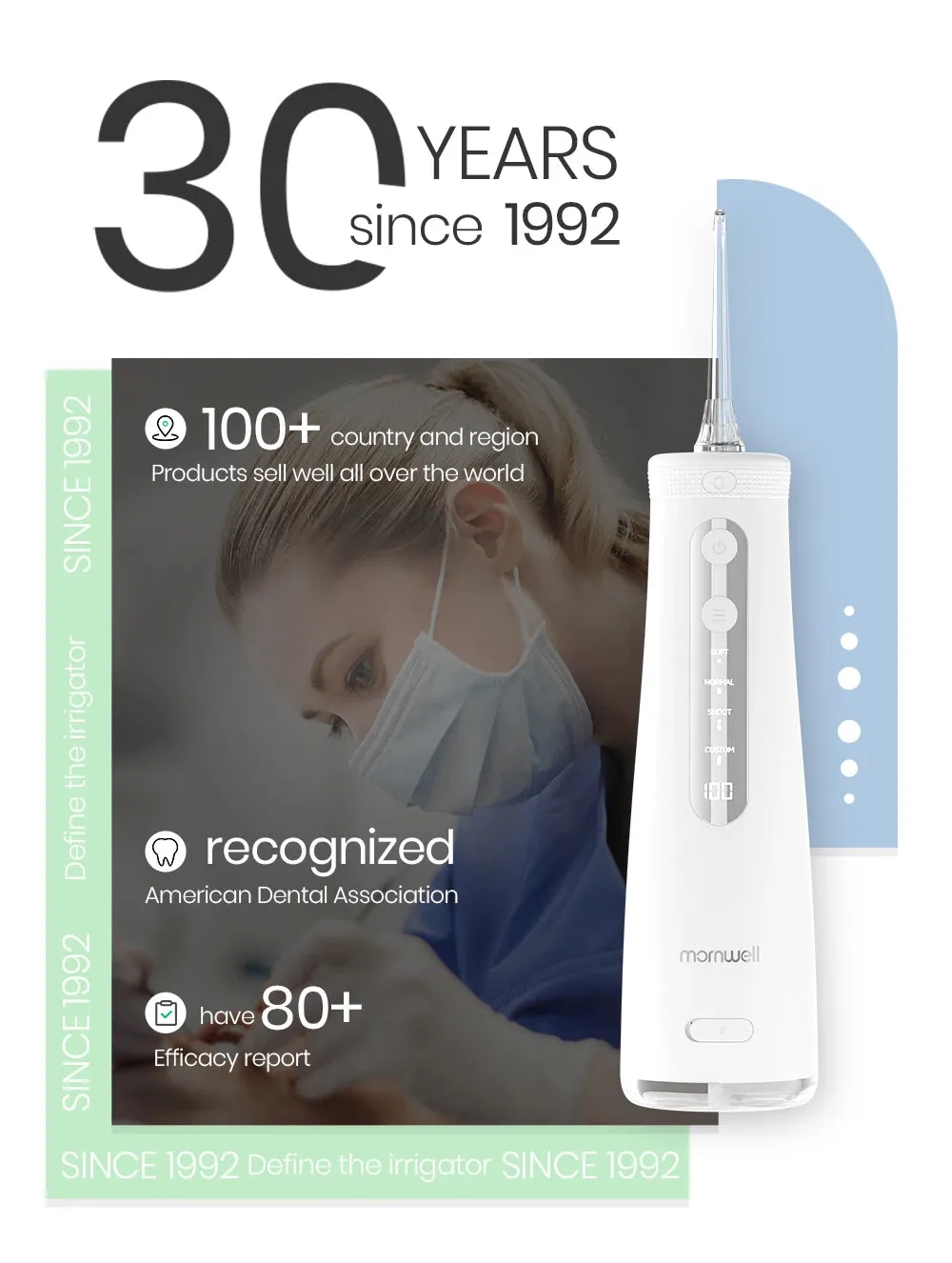 Mornwell F32 Oral Irrigator Dental Teeth Whitening Home Appliance Sonic Water Flosser 260ML Tank Teeth Cleaner Dental Water Jet