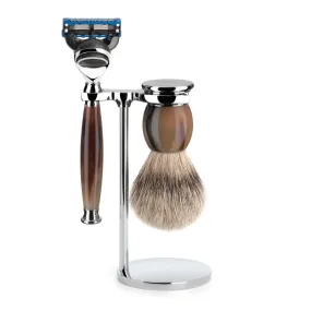 MUHLE Sophist, Genuine Horn, Shaving Set - Gillette® Fusion™ 5 Razor, Silvertip Badger Shaving Brush