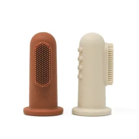 Mushie Finger Toothbrush- Clay/ Shifting Sand- Set of Two