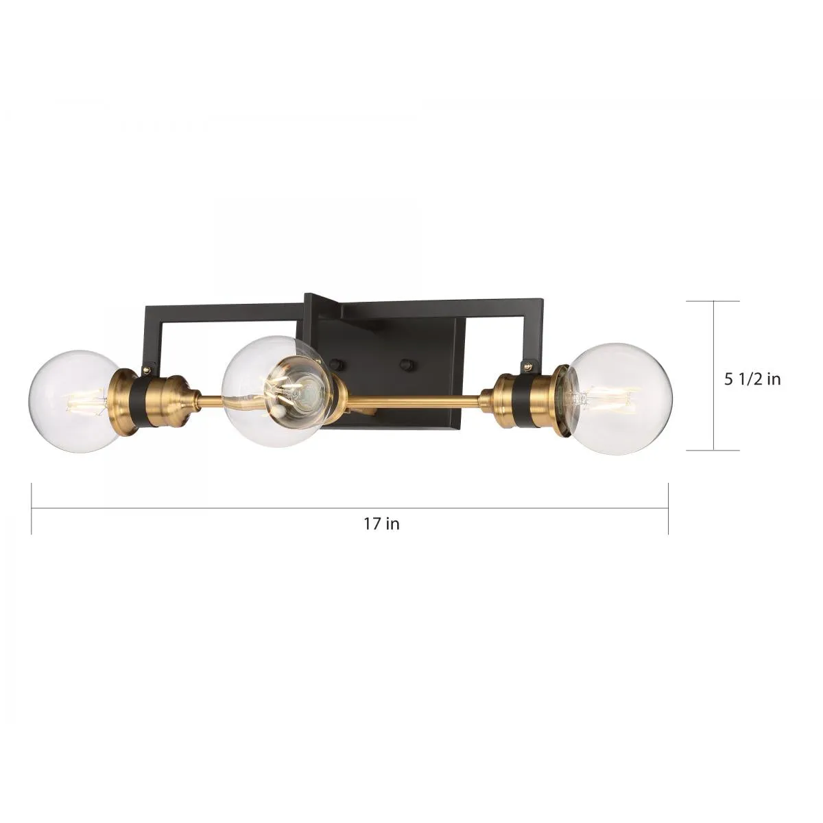 Nuvo Lighting 60-6973 Intention 3 Light Vanity in Warm Brass and Black