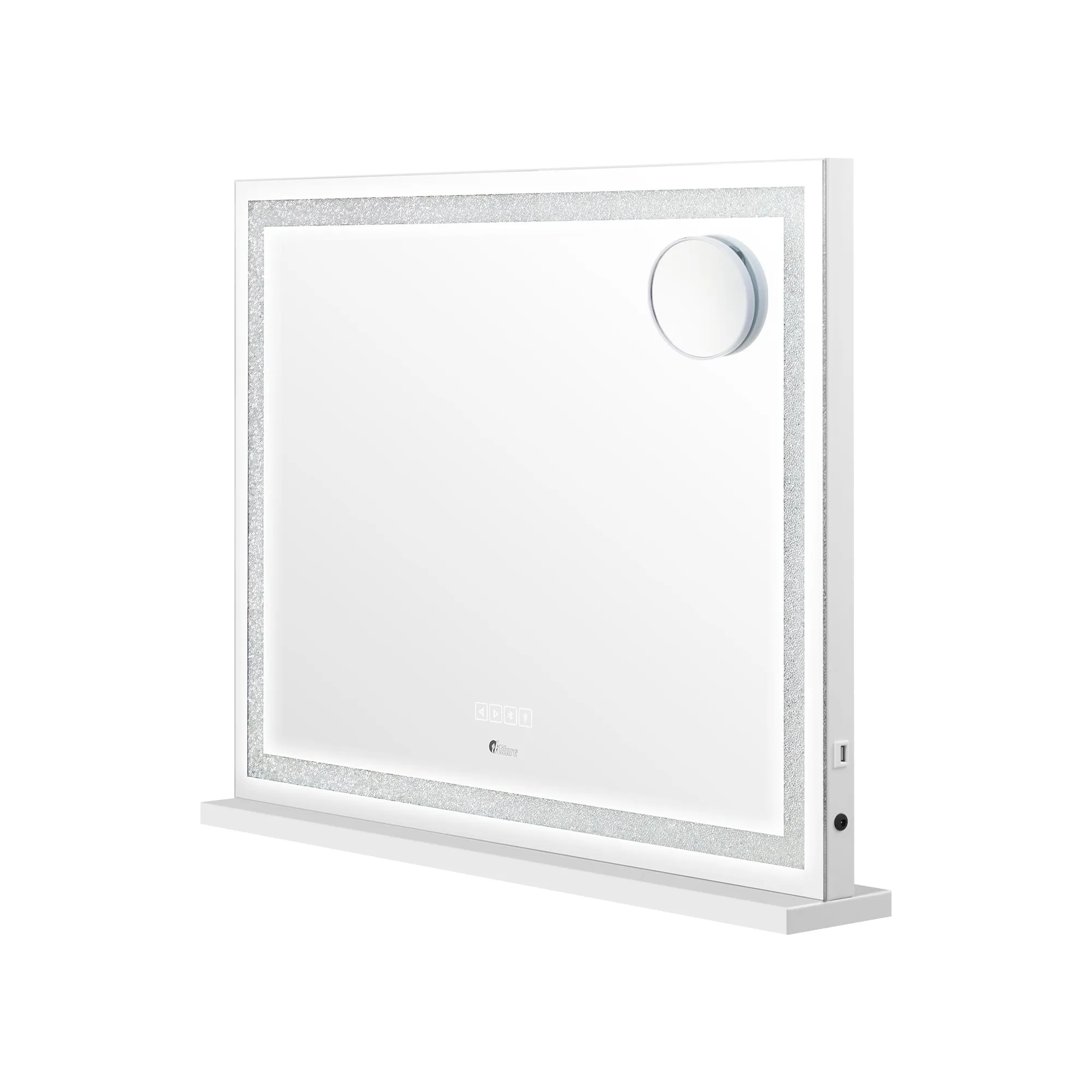 Oikiture Bluetooth Hollywood LED Makeup Mirror 58x49cm Crystal Vanity Mirrors