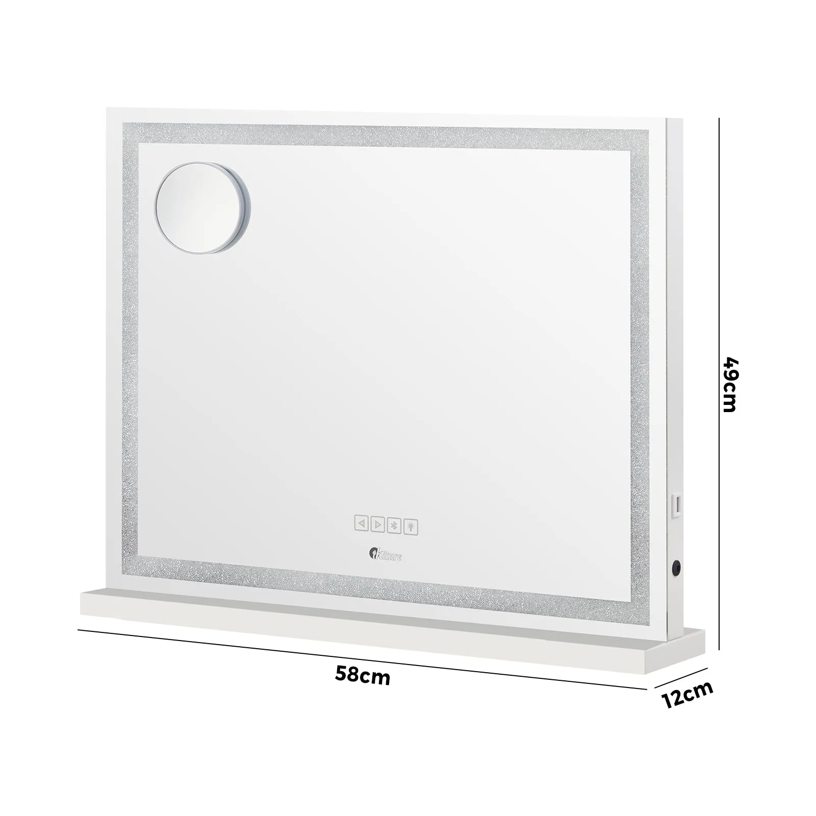 Oikiture Bluetooth Hollywood LED Makeup Mirror 58x49cm Crystal Vanity Mirrors