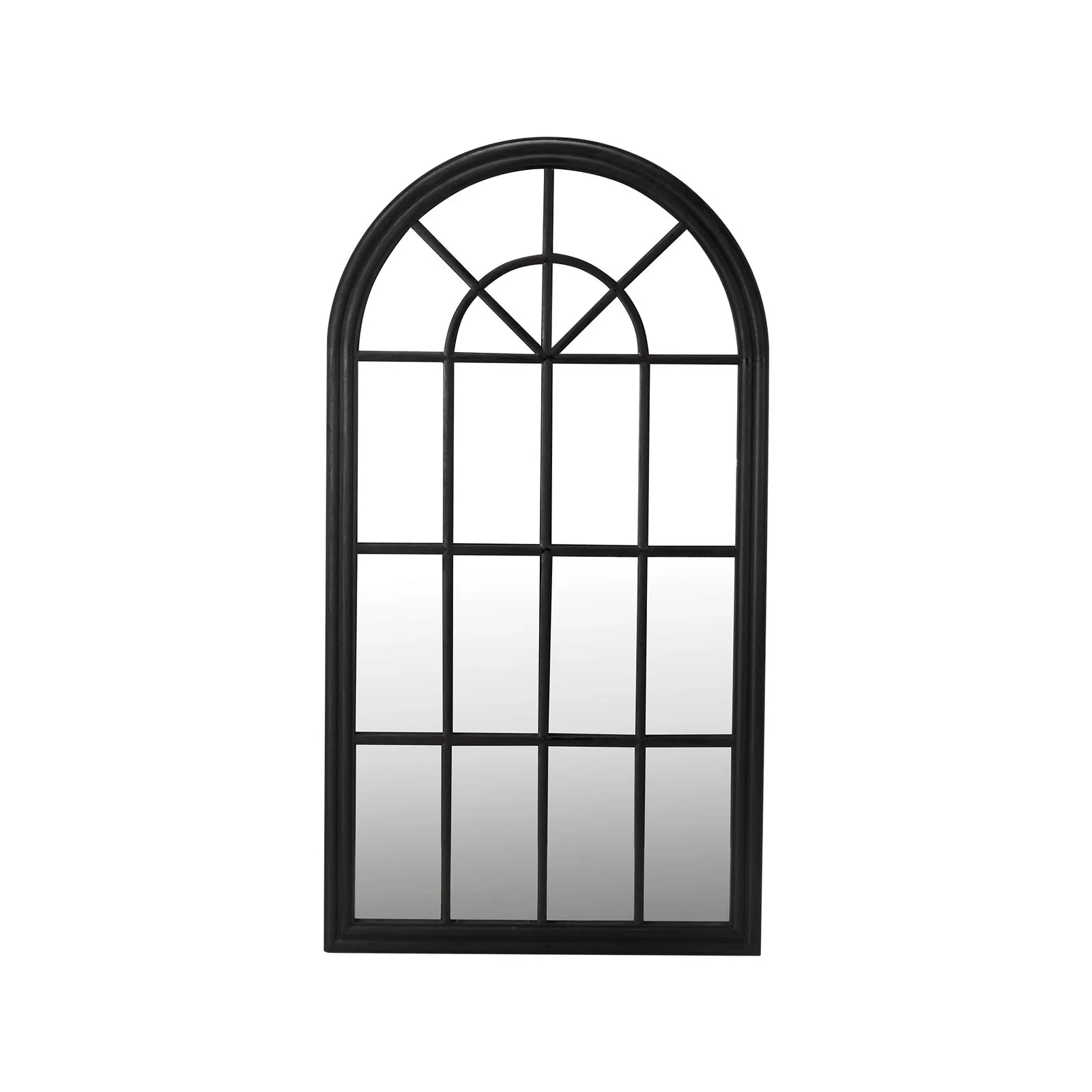 Oikiture Window Mirror Arched Wall Mirrors Decor 76x51cm Wooden Black