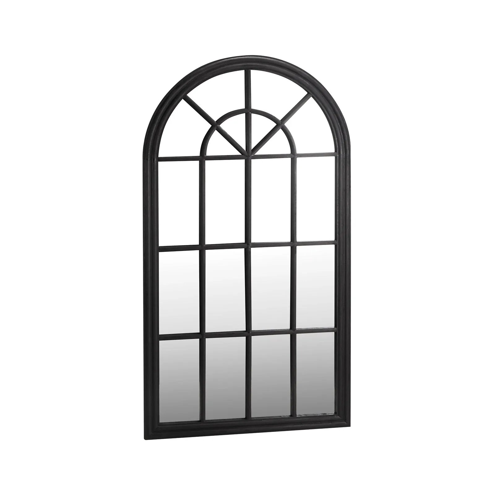 Oikiture Window Mirror Arched Wall Mirrors Decor 76x51cm Wooden Black