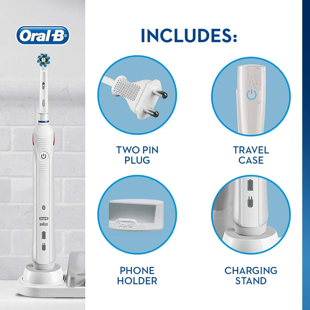 Oral-B Smart 5 5000 CrossAction Electric Toothbrush, 1 App Connected Handle, 5 Modes with Whitening, Sensitive and Gum Care, Pressure Sensor, 3 Toothbrush Heads, Plastic Travel Case, 2 Pin UK Plug