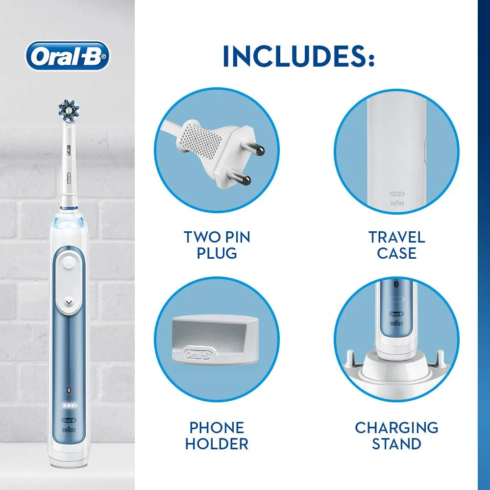 Oral-B Smart 6 6000N CrossAction Electric Toothbrush, 1 App Connected Handle, 5 Modes with Sensitive and Gum Care, Pressure Sensor, 3 Toothbrush Heads, Premium Travel Case, 2 Pin UK Plug