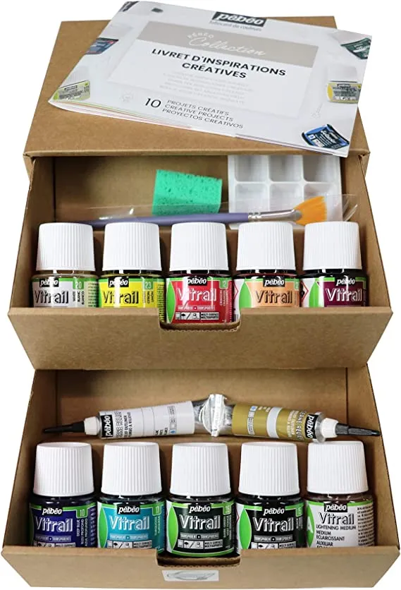 Pebeo VITRAIL Collection Set, Assorted, 45 ml