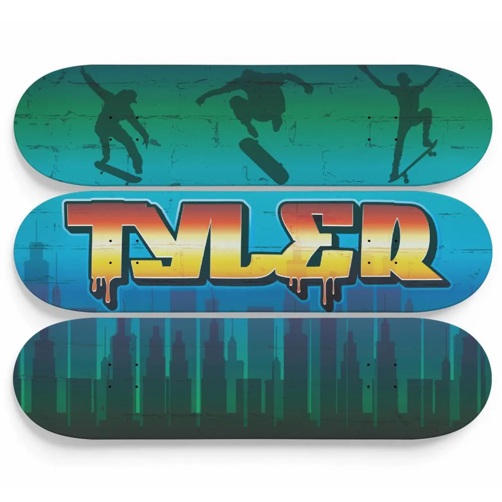 Personalized Child Name Graffiti City Skateboard Wall Decor