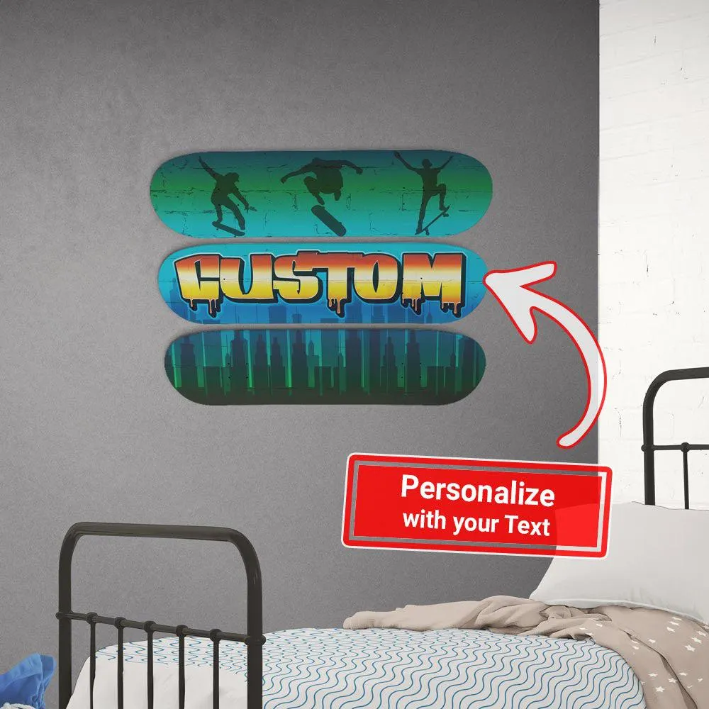 Personalized Child Name Graffiti City Skateboard Wall Decor