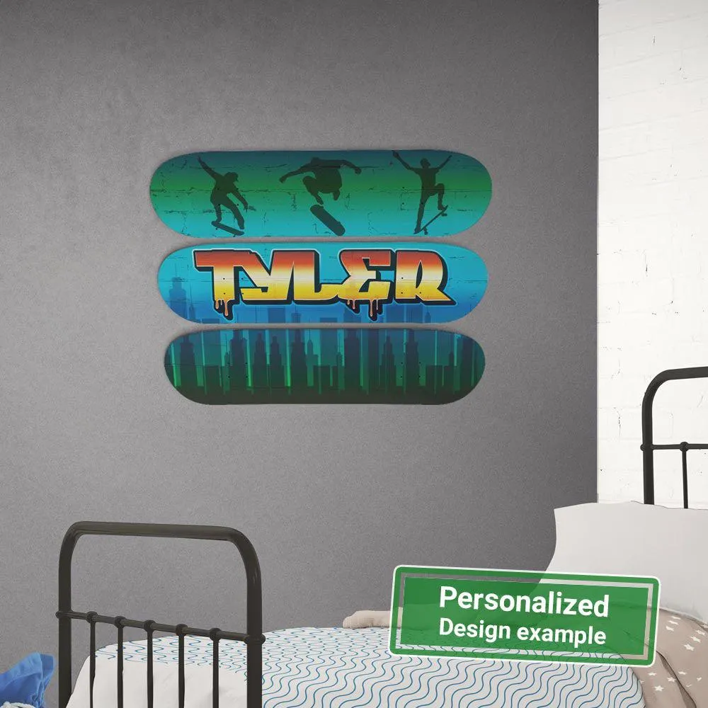 Personalized Child Name Graffiti City Skateboard Wall Decor