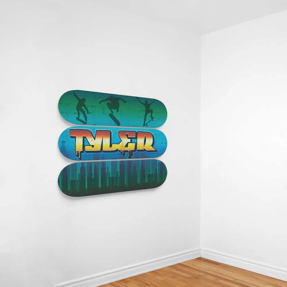 Personalized Child Name Graffiti City Skateboard Wall Decor