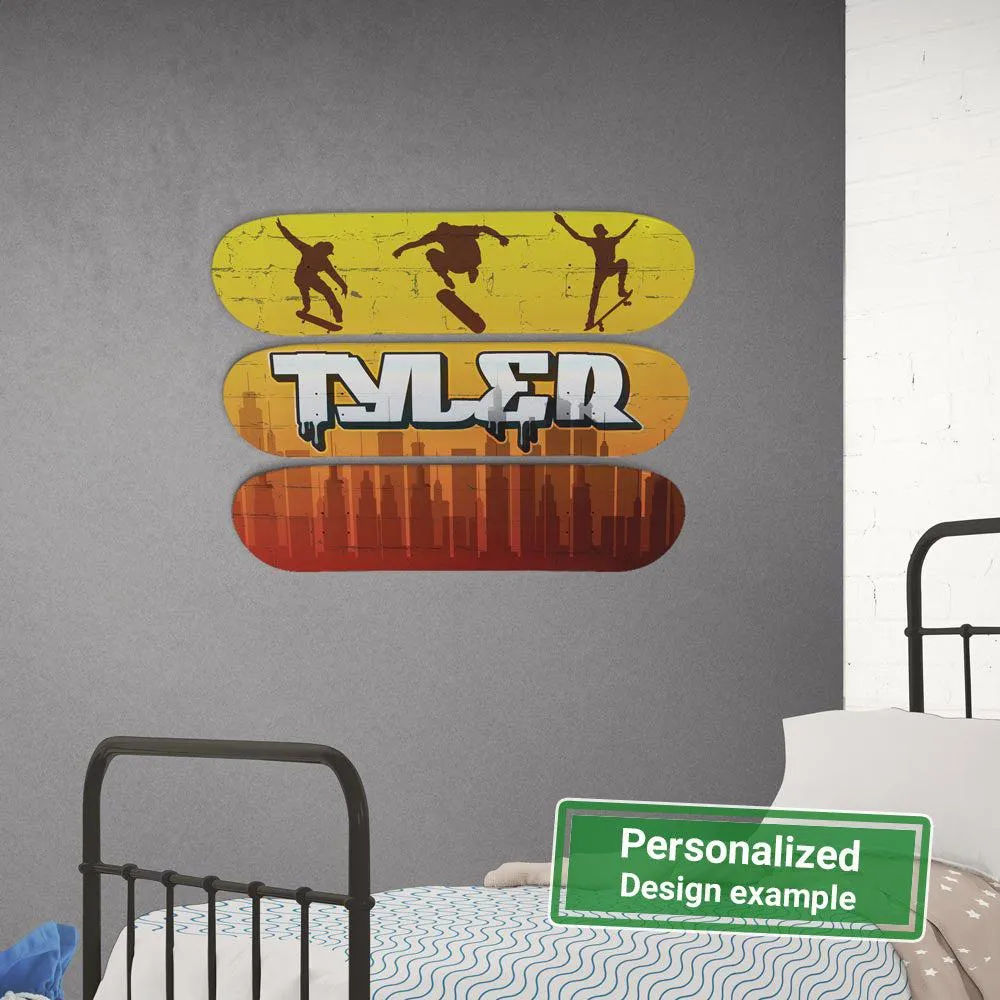Personalized Child Name Graffiti City Skateboard Wall Decor