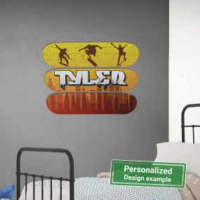 Personalized Child Name Graffiti City Skateboard Wall Decor