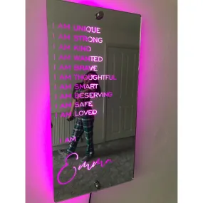 Personalized Name Vertical Mirror Light For Bedroom Flow LED Light Up Mirror For Wall  Christmas Valentine's Day Wedding Gifts