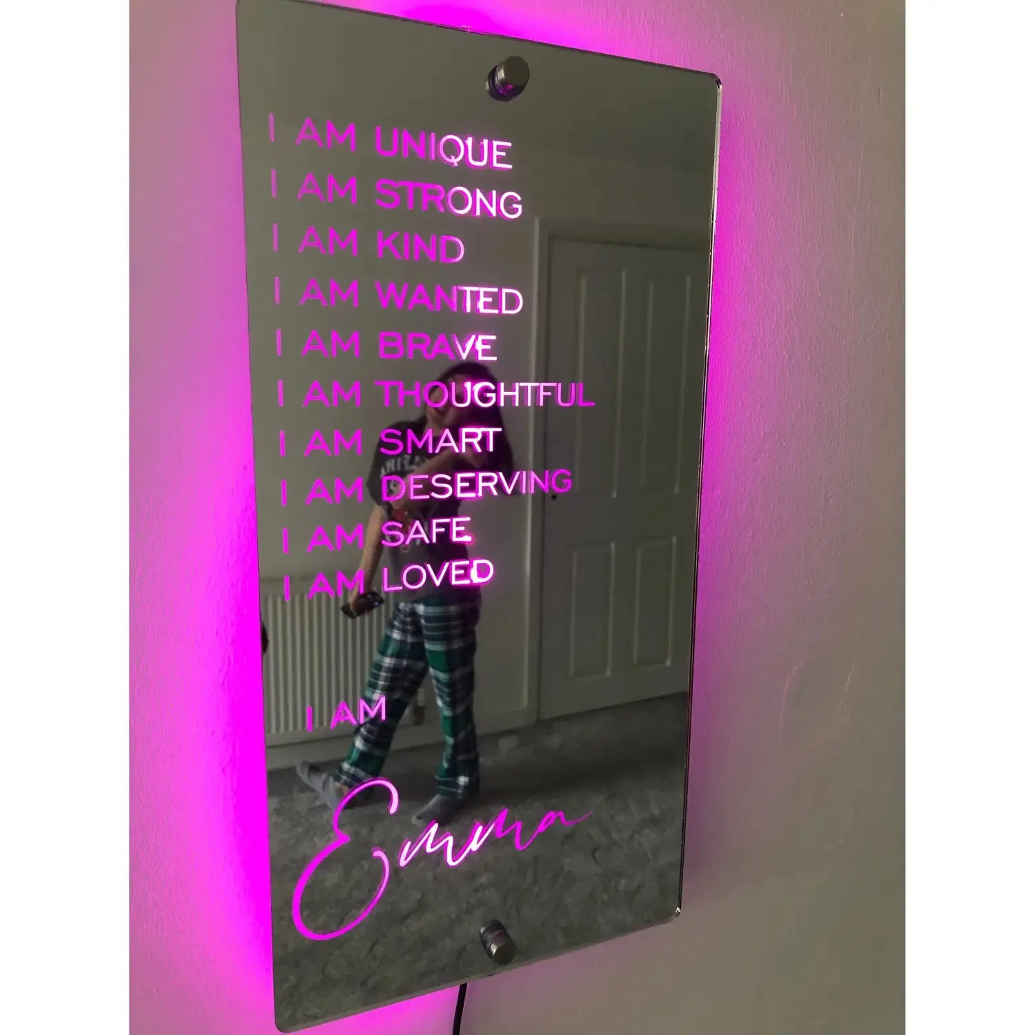 Personalized Name Vertical Mirror Light For Bedroom Flow LED Light Up Mirror For Wall  Christmas Valentine's Day Wedding Gifts