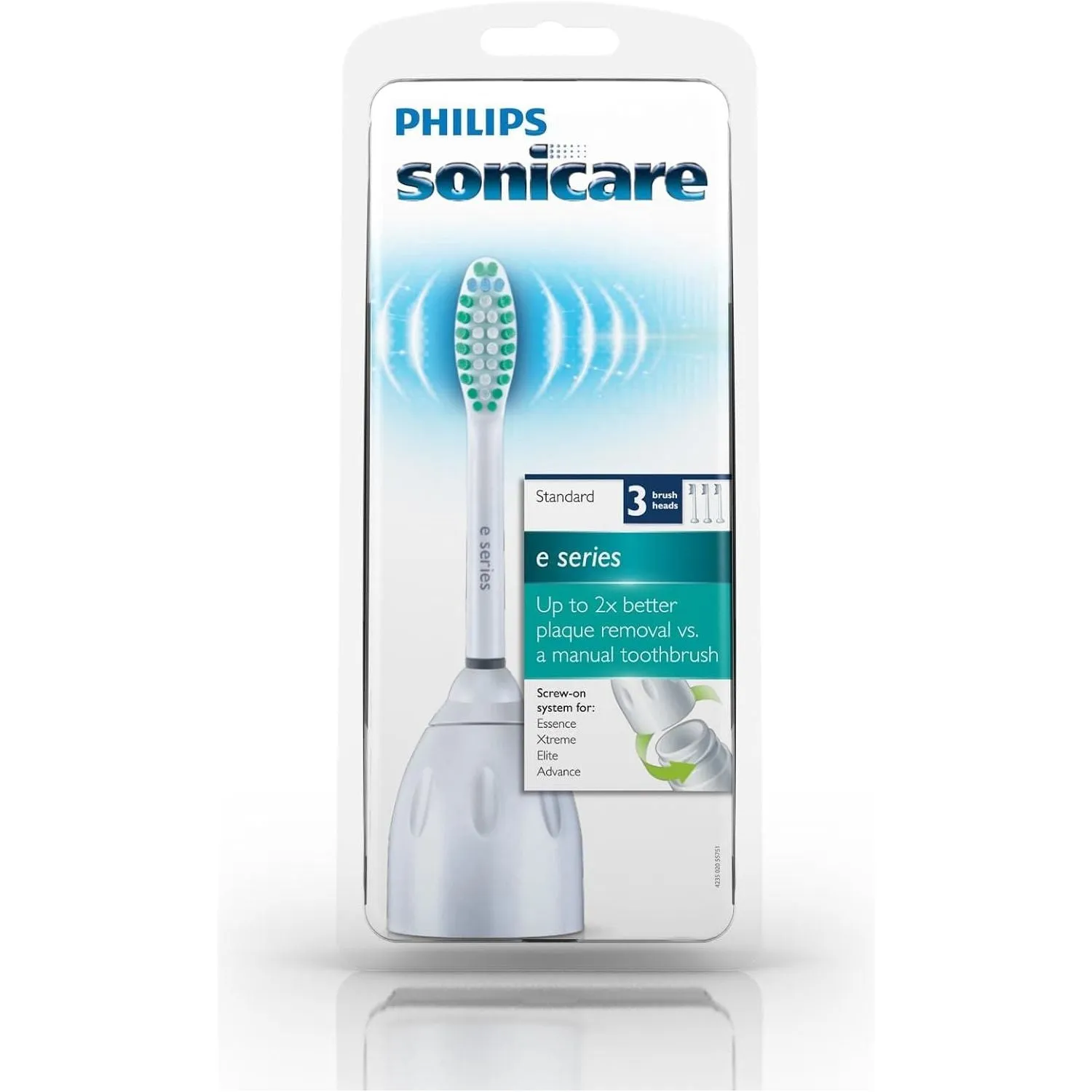Philips Sonicare Genuine E-Series Replacement Toothbrush Heads, 3 Brush Heads, White, HX7023/64