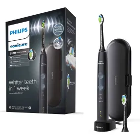 Philips Sonicare Protective Clean 5100 Electric Toothbrush (Black) - With Travel Case, 3 x Cleaning Modes & 2 x Whitening Brush Head.