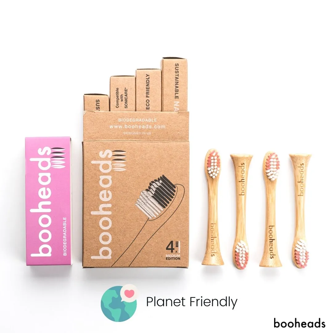 Pink Bamboo Electric Toothbrush Heads | 4 Pieces