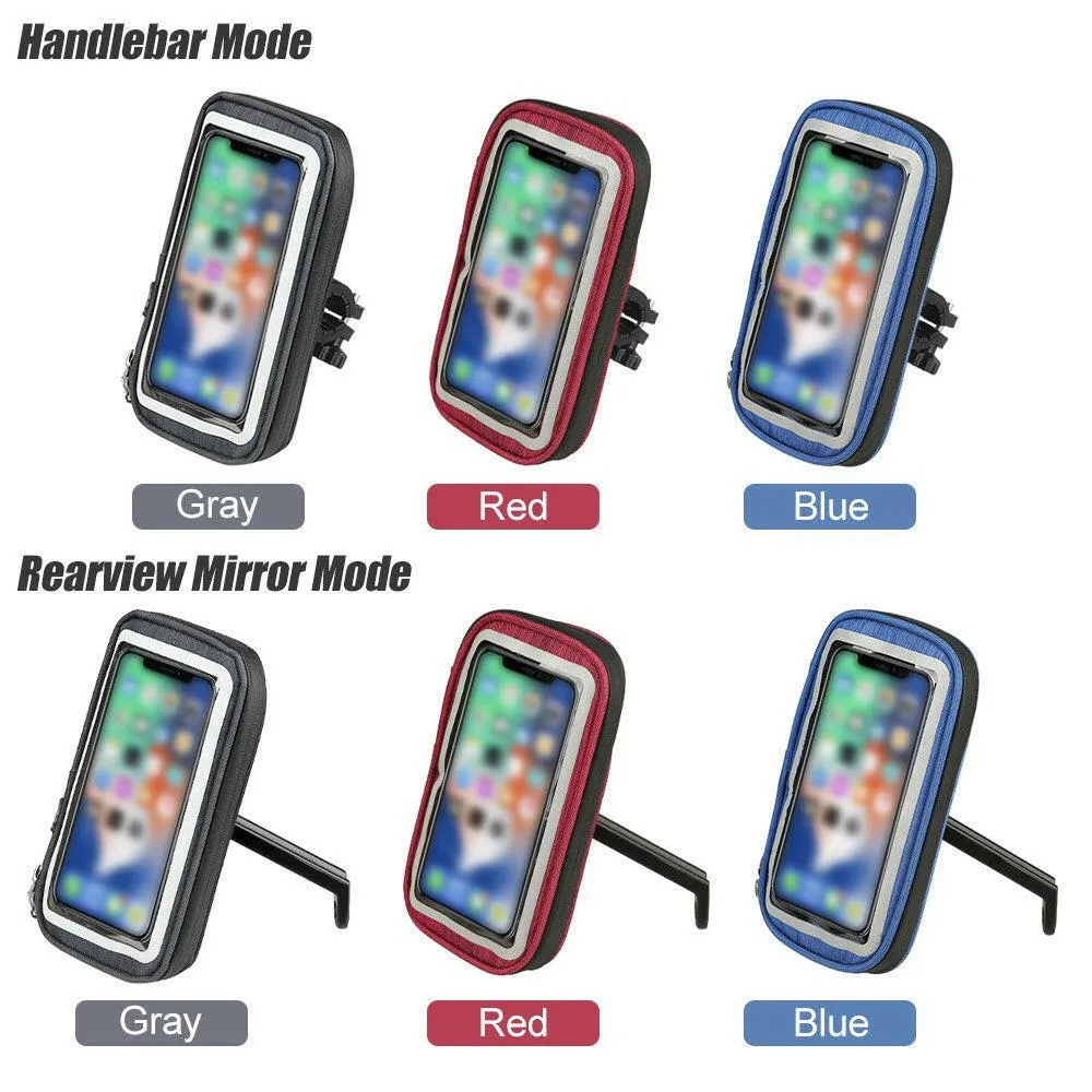 Portable Waterproof High Sensitivity 360 Degrees Rotation Bike Electrombile Mobile Phone Bag Bracket Gray Handlebar Mode