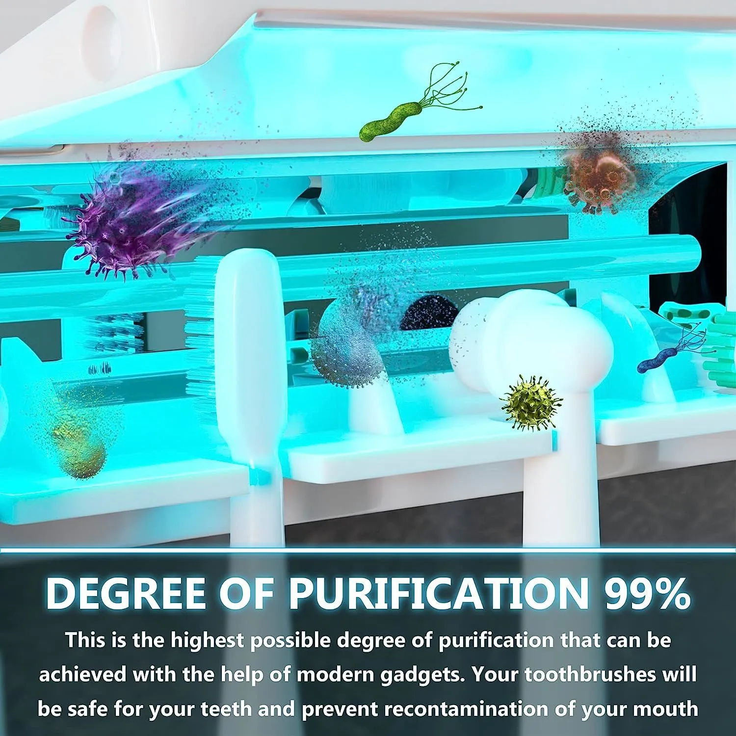 "AMZ SUPPLY's PUREVACY Hanging Toothbrush Holder UV Sanitizer: Your Compact Solution for Hygienic Toothbrush Storage and Sanitization"