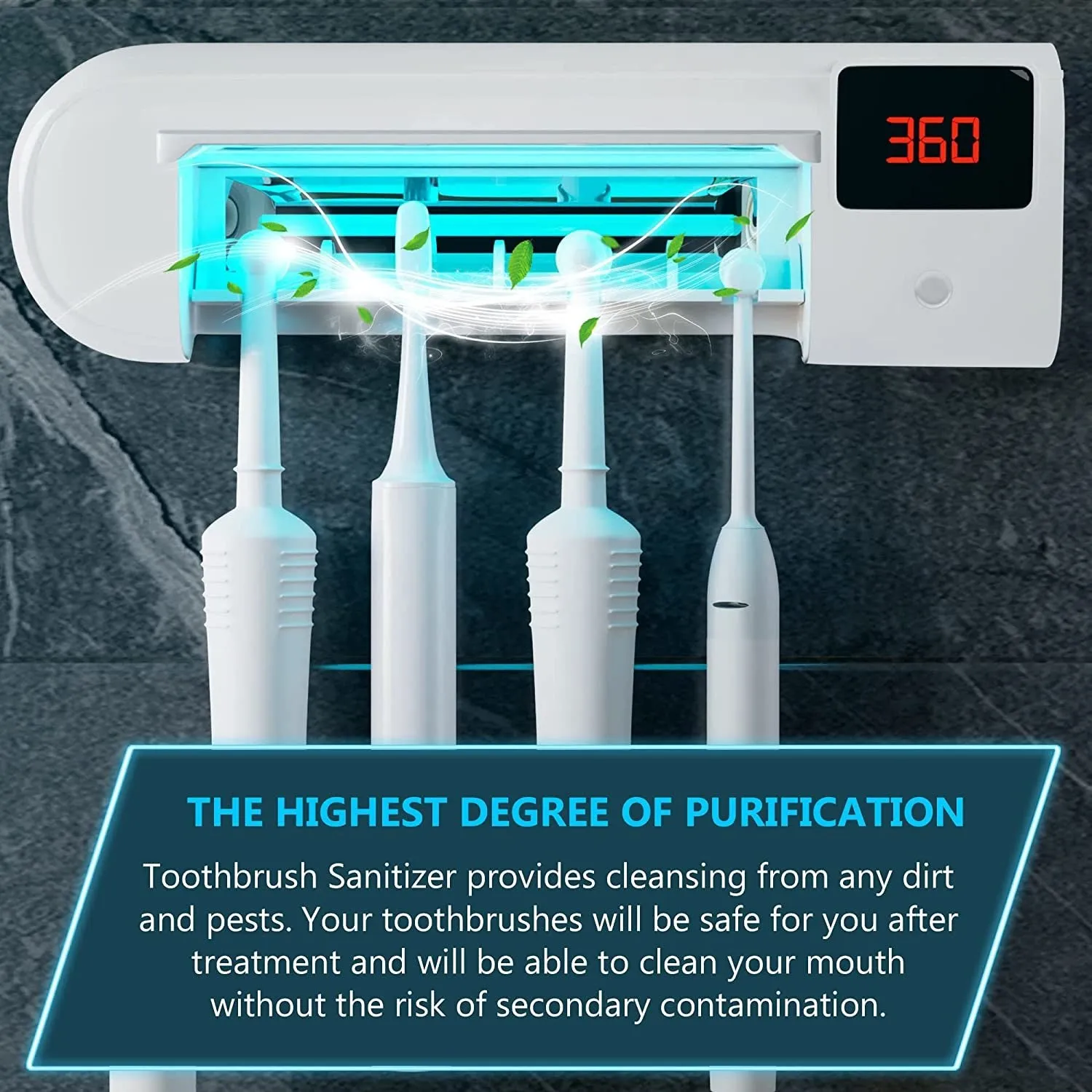 "AMZ SUPPLY's PUREVACY Hanging Toothbrush Holder UV Sanitizer: Your Compact Solution for Hygienic Toothbrush Storage and Sanitization"
