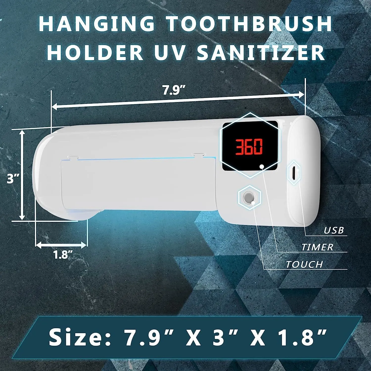 "AMZ SUPPLY's PUREVACY Hanging Toothbrush Holder UV Sanitizer: Your Compact Solution for Hygienic Toothbrush Storage and Sanitization"
