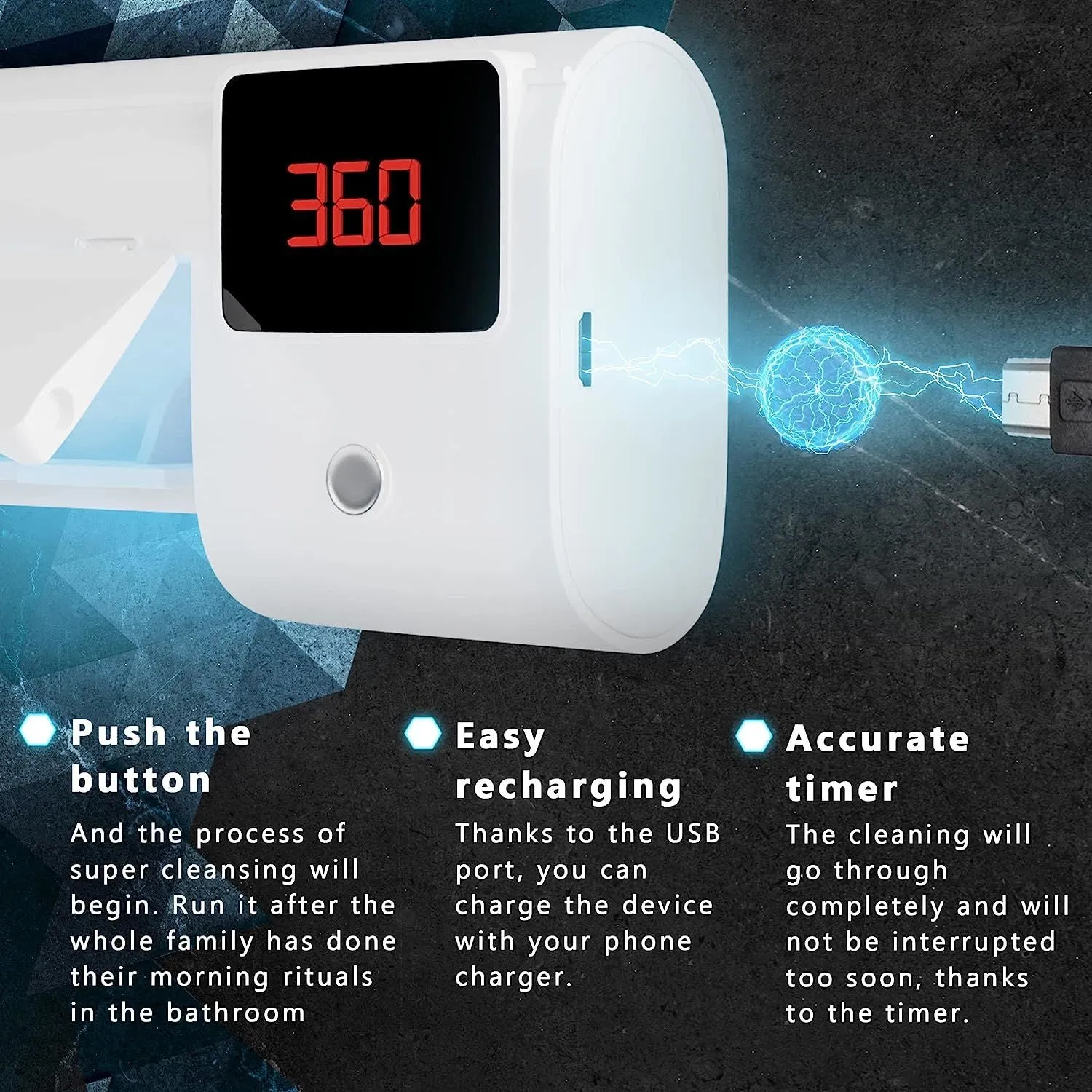 "AMZ SUPPLY's PUREVACY Hanging Toothbrush Holder UV Sanitizer: Your Compact Solution for Hygienic Toothbrush Storage and Sanitization"