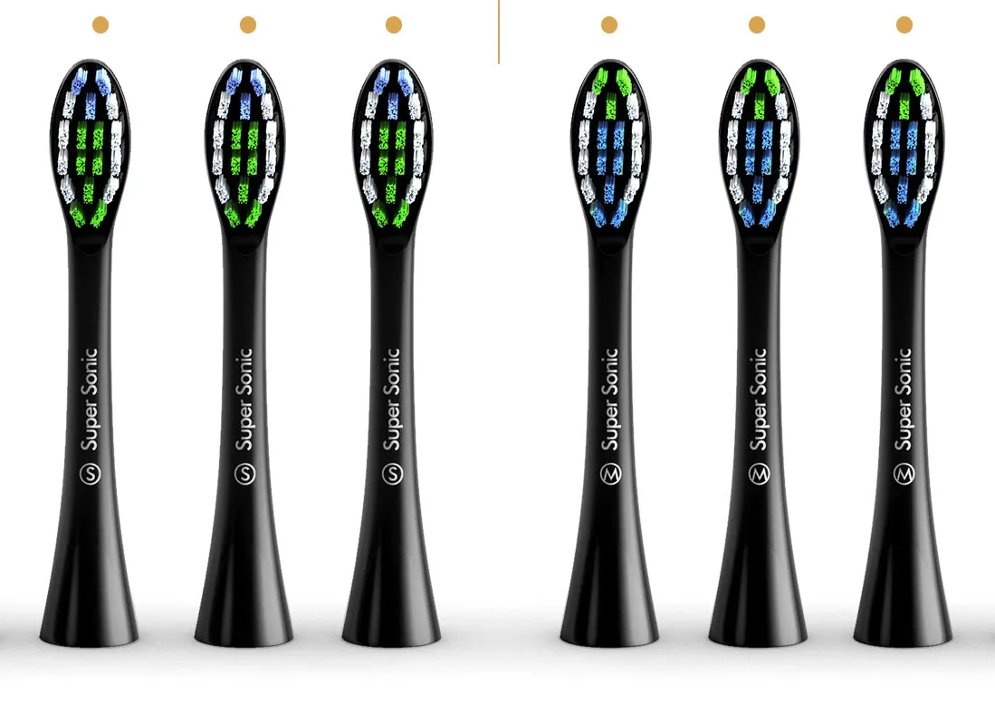 Replacement Toothbrush Brush Heads for Wagner & Stern and Wagner Switzerland toothbrushes.Whiten  Edition, WT8800 Series and Duette series only. (Black)