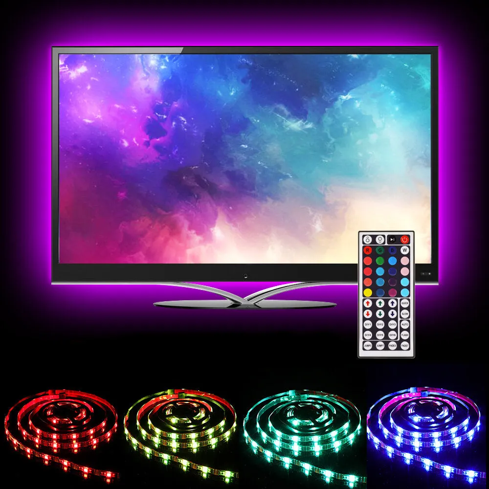 RGB USB LED TV Backlight Strip Kit, 2x40CM   2x60CM with 44-Key Remote Control, DC5V