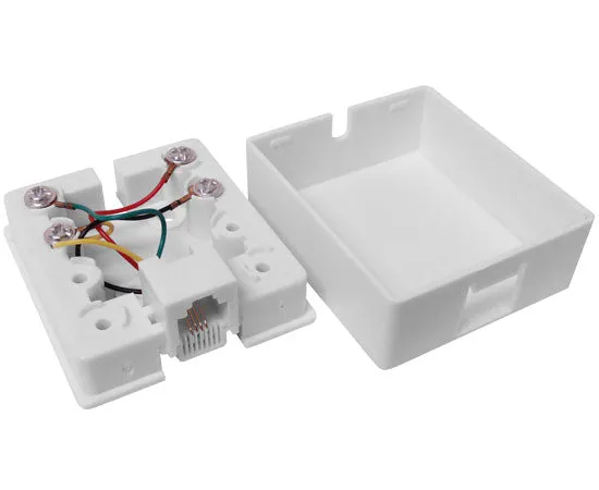 RJ11 Surface Mount Box, Single Port, White and Ivory