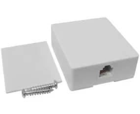 RJ11 Surface Mount Box, Single Port, White and Ivory