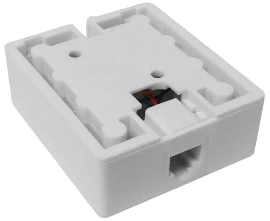 RJ11 Surface Mount Box, Single Port, White and Ivory