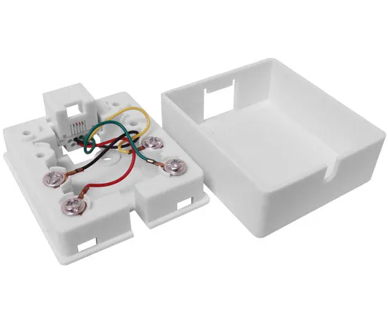 RJ11 Surface Mount Box, Single Port, White and Ivory