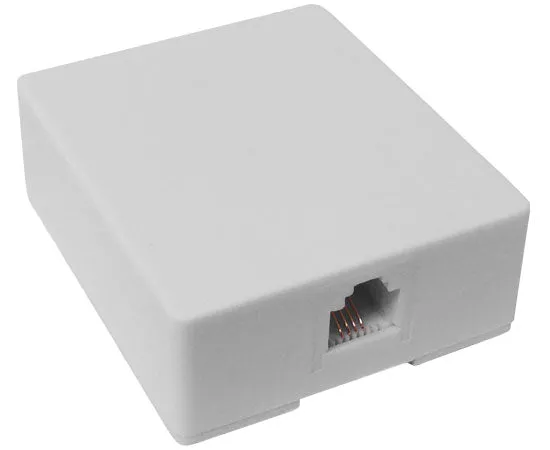 RJ11 Surface Mount Box, Single Port, White and Ivory