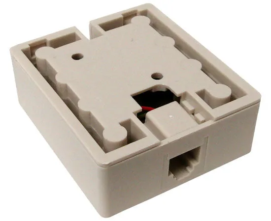 RJ11 Surface Mount Box, Single Port, White and Ivory