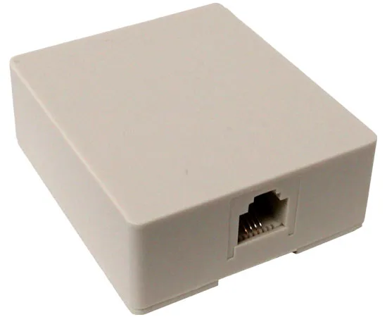RJ11 Surface Mount Box, Single Port, White and Ivory