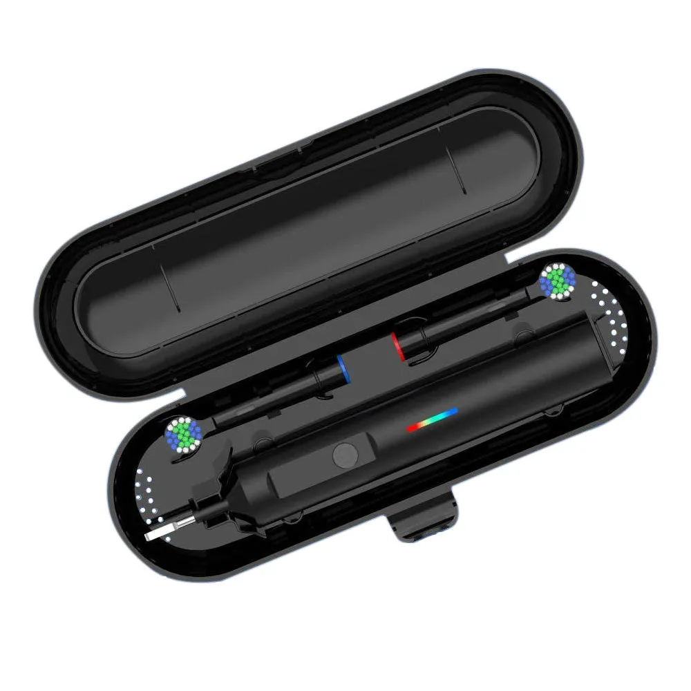 Rotary Electric Toothbrush 3 Modes Ultrasonic Toothbrush with Travel Case and 2 Replacement Brush Heads Black