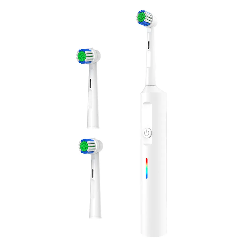 Rotary Electric Toothbrush 3 Modes Ultrasonic Toothbrush with Travel Case and 2 Replacement Brush Heads White
