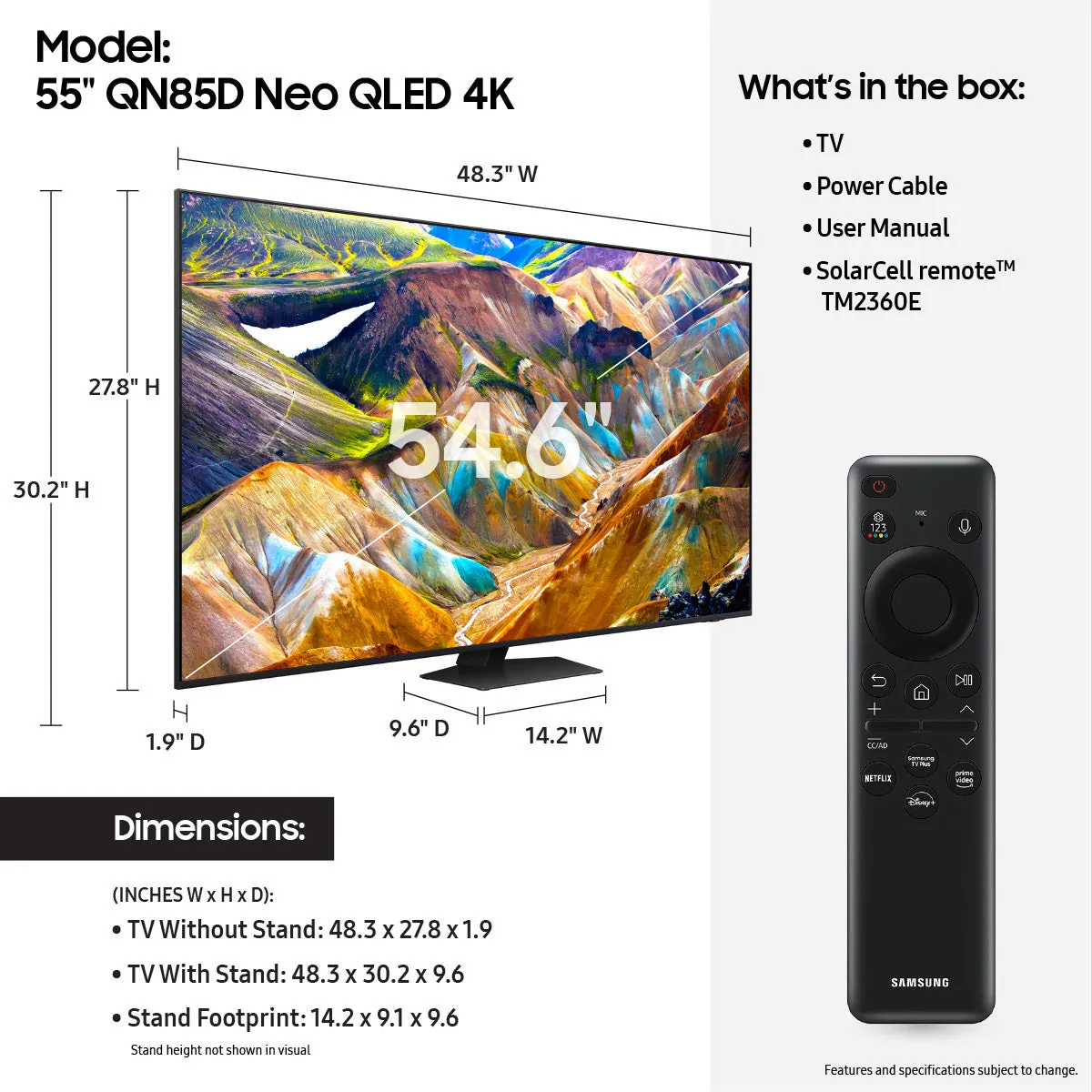 Samsung QN85D 55" 4K Neo QLED Smart TV (2024)