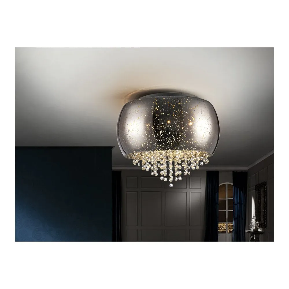 Schuller 618253 Caelum 5 Light Crystal Ceiling Light Chrome Mirror Chrome Clear