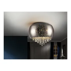 Schuller 618253 Caelum 5 Light Crystal Ceiling Light Chrome Mirror Chrome Clear