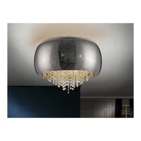 Schuller 618318 Caelum 6 Light Crystal Ceiling Light Chrome Mirror Chrome Clear